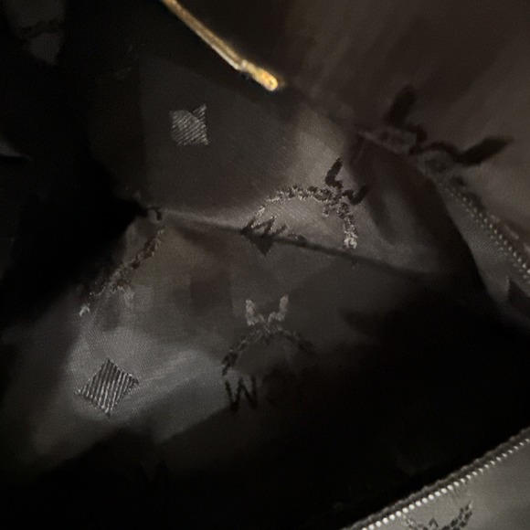 VTG MCM Black Jacquard‎ bucket bag Crossbody Purse Large Nylon & Leather Germany - Picture 13 of 16